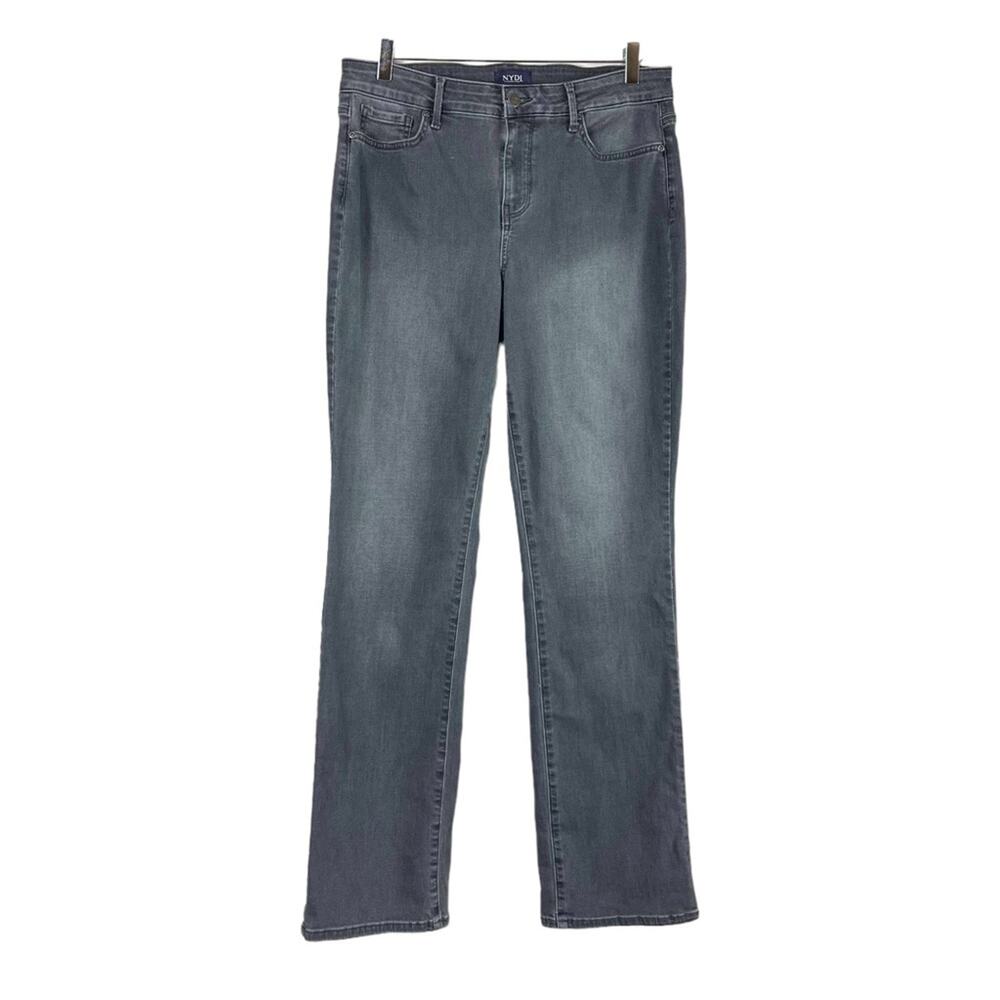 NYDJ Jean Marilyn Straight Leg 10" Mid Rise Slimming Medium Gray Women’s Size 10